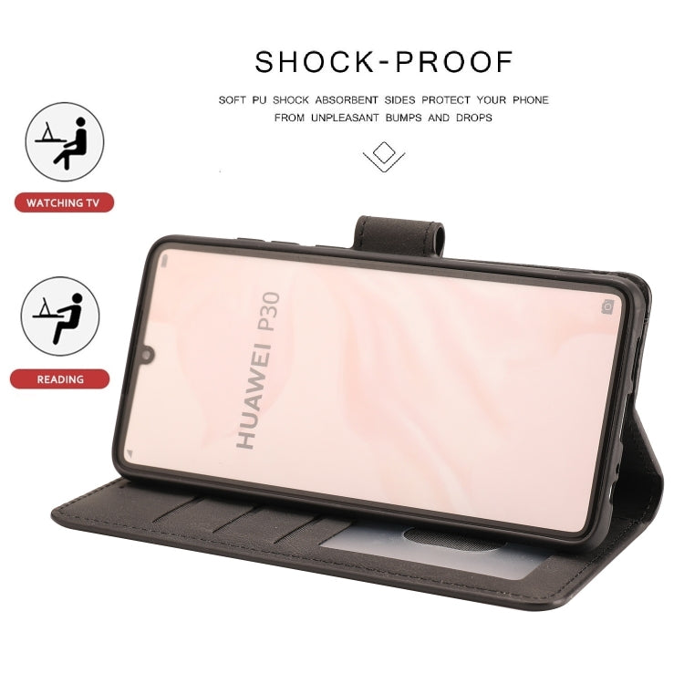 For Huawei P30 Fantasy Classic Skin-feel Calfskin Texture Magnetic Buckle Horizontal Flip PU Leather Case with Holder & Card Slot & Wallet