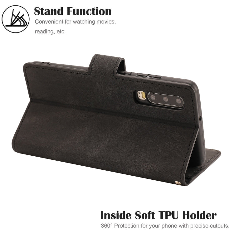 For Huawei P30 Fantasy Classic Skin-feel Calfskin Texture Magnetic Buckle Horizontal Flip PU Leather Case with Holder & Card Slot & Wallet