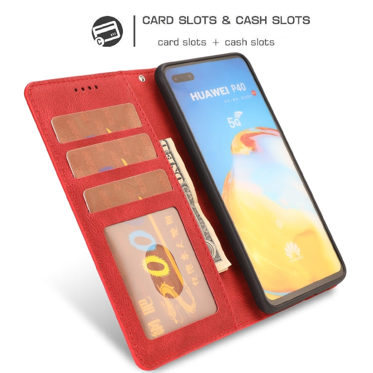 For Huawei P40 Fantasy Classic Skin-feel Calfskin Texture Magnetic Buckle Horizontal Flip PU Leather Case with Holder & Card Slot & Wallet
