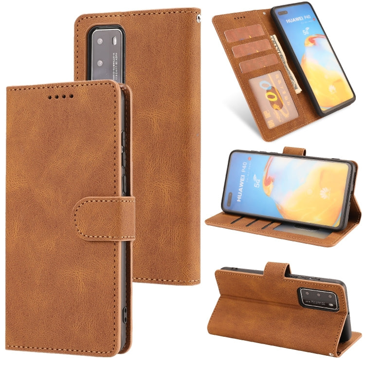 For Huawei P40 Fantasy Classic Skin-feel Calfskin Texture Magnetic Buckle Horizontal Flip PU Leather Case with Holder & Card Slot & Wallet