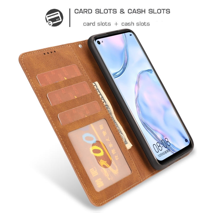 For Huawei P40 Lite / nova 6 SE Fantasy Classic Skin-feel Calfskin Texture Magnetic Buckle Horizontal Flip PU Leather Case with Holder & Card Slot & Wallet