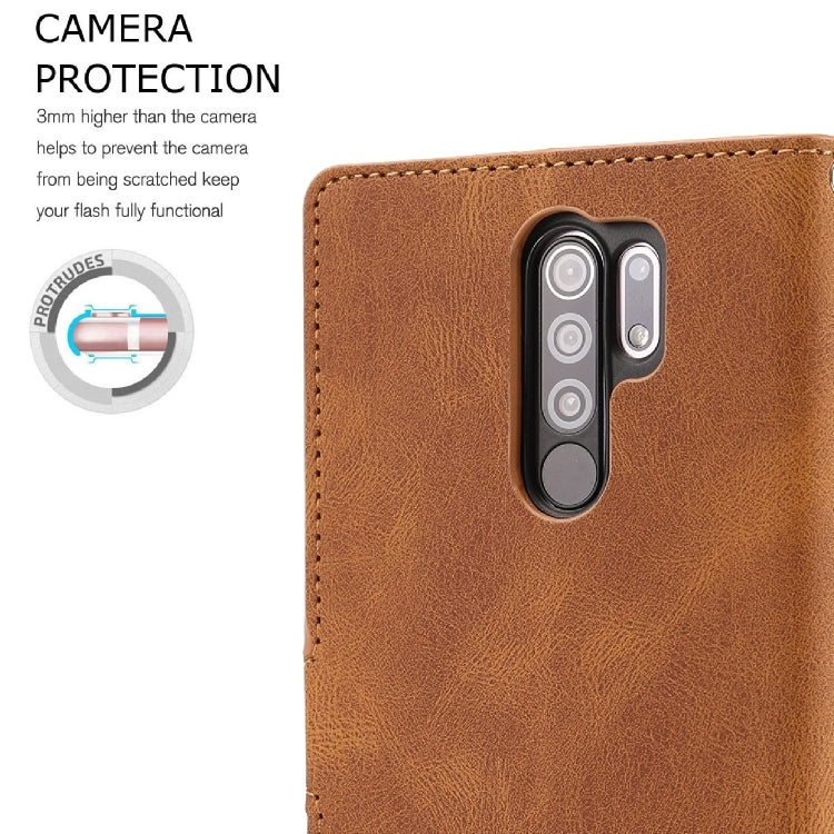 For Xiaomi Redmi 9 Fantasy Classic Skin-feel Calfskin Texture Magnetic Buckle Horizontal Flip PU Leather Case with Holder & Card Slot & Wallet