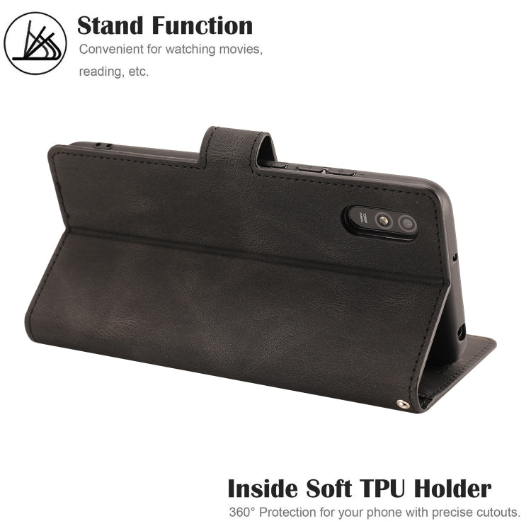 For Xiaomi Redmi 9A Fantasy Classic Skin-feel Calfskin Texture Magnetic Buckle Horizontal Flip PU Leather Case with Holder & Card Slot & Wallet