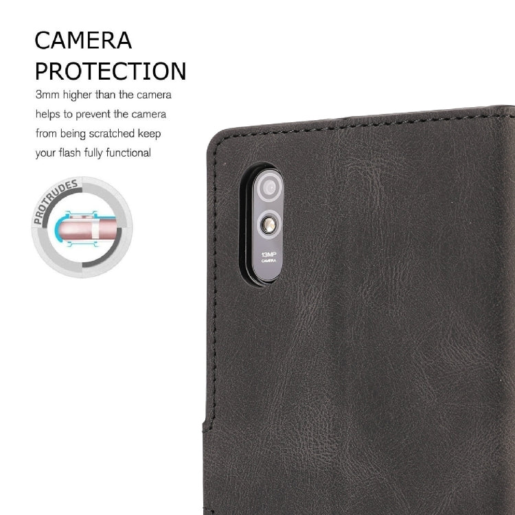 For Xiaomi Redmi 9A Fantasy Classic Skin-feel Calfskin Texture Magnetic Buckle Horizontal Flip PU Leather Case with Holder & Card Slot & Wallet