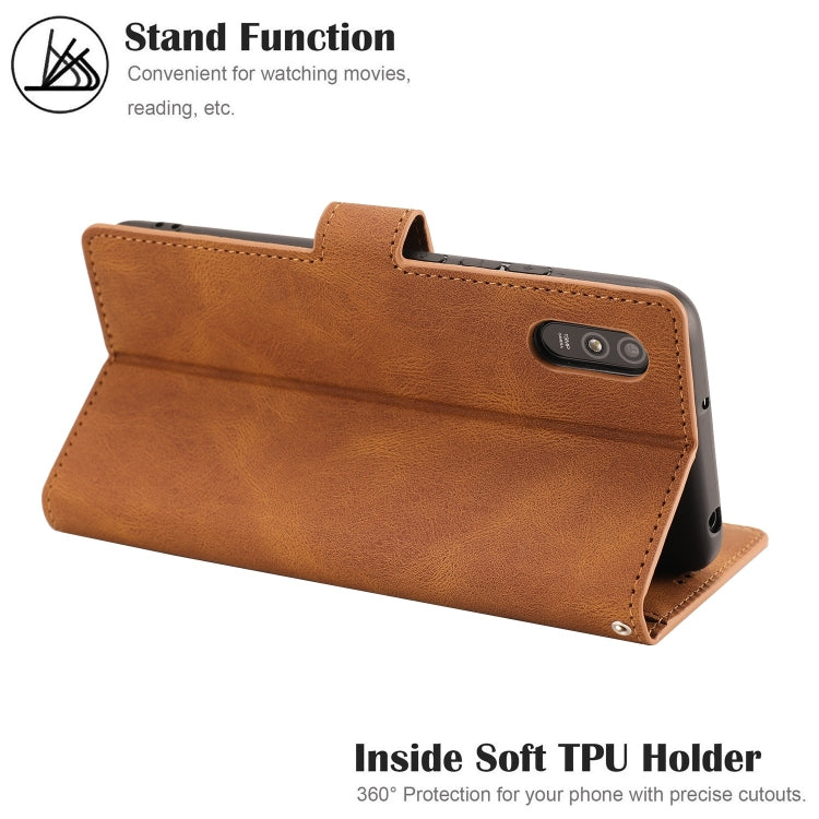 For Xiaomi Redmi 9A Fantasy Classic Skin-feel Calfskin Texture Magnetic Buckle Horizontal Flip PU Leather Case with Holder & Card Slot & Wallet