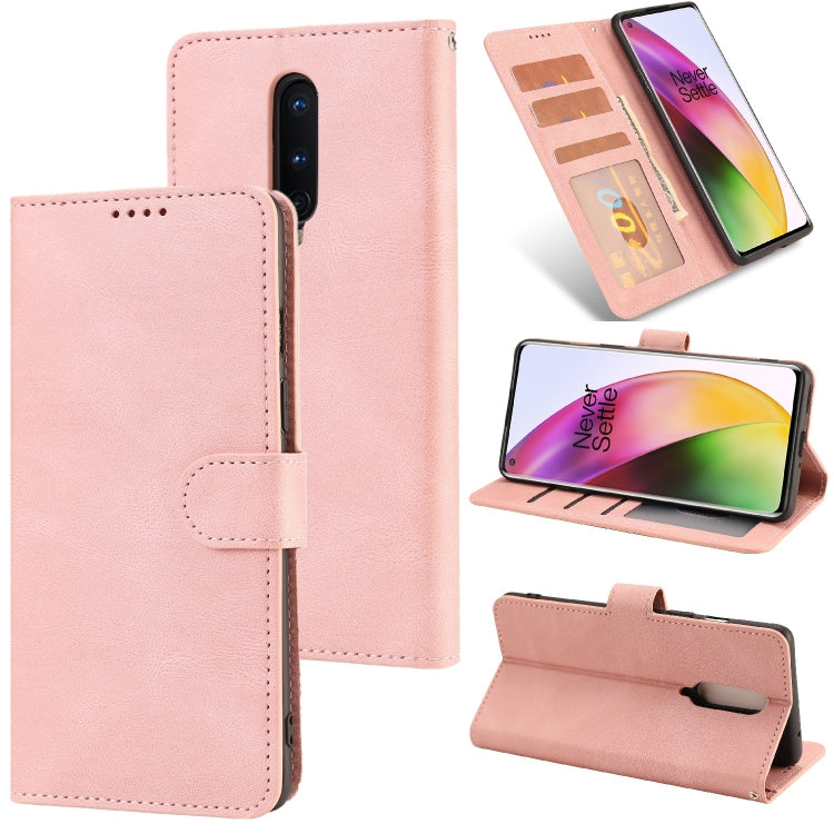For OnePlus 8 Fantasy Classic Skin-feel Calfskin Texture Magnetic Buckle Horizontal Flip PU Leather Case with Holder & Card Slot & Wallet