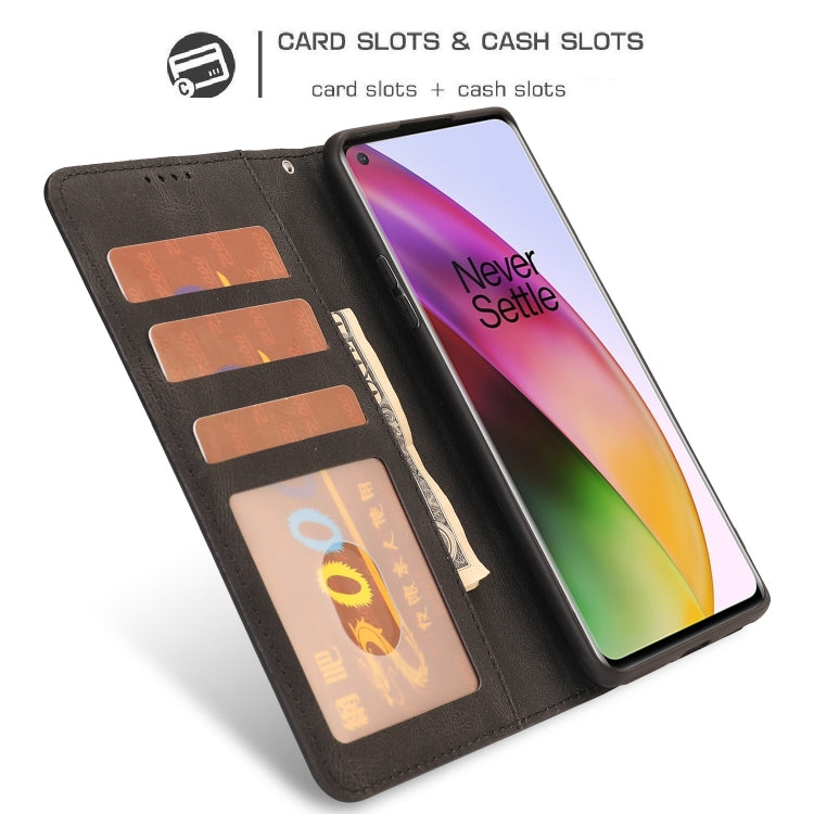 For OnePlus 8 Fantasy Classic Skin-feel Calfskin Texture Magnetic Buckle Horizontal Flip PU Leather Case with Holder & Card Slot & Wallet