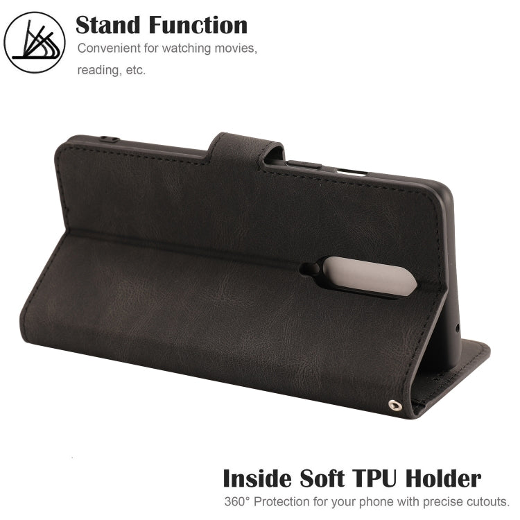 For OnePlus 8 Fantasy Classic Skin-feel Calfskin Texture Magnetic Buckle Horizontal Flip PU Leather Case with Holder & Card Slot & Wallet