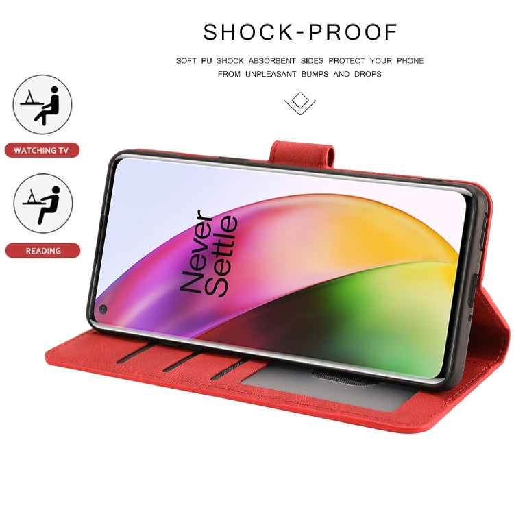 For OnePlus 8 Fantasy Classic Skin-feel Calfskin Texture Magnetic Buckle Horizontal Flip PU Leather Case with Holder & Card Slot & Wallet