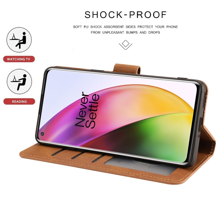 For OnePlus 8 Fantasy Classic Skin-feel Calfskin Texture Magnetic Buckle Horizontal Flip PU Leather Case with Holder & Card Slot & Wallet