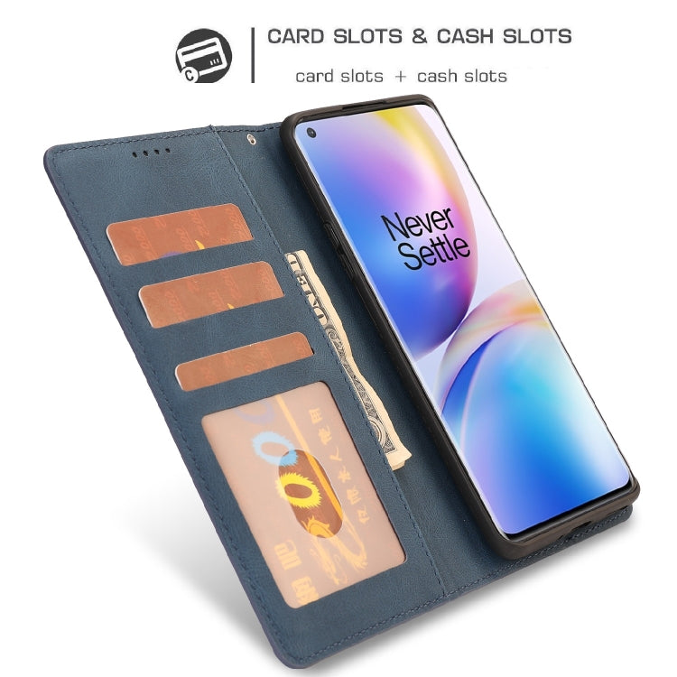 For OnePlus 8 Pro Fantasy Classic Skin-feel Calfskin Texture Magnetic Buckle Horizontal Flip PU Leather Case with Holder & Card Slot & Wallet