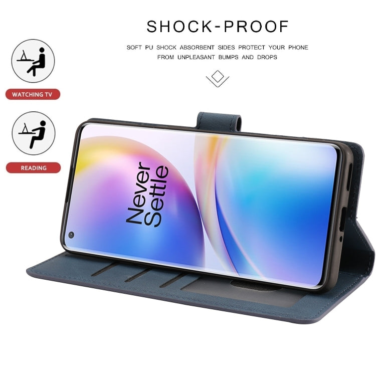 For OnePlus 8 Pro Fantasy Classic Skin-feel Calfskin Texture Magnetic Buckle Horizontal Flip PU Leather Case with Holder & Card Slot & Wallet