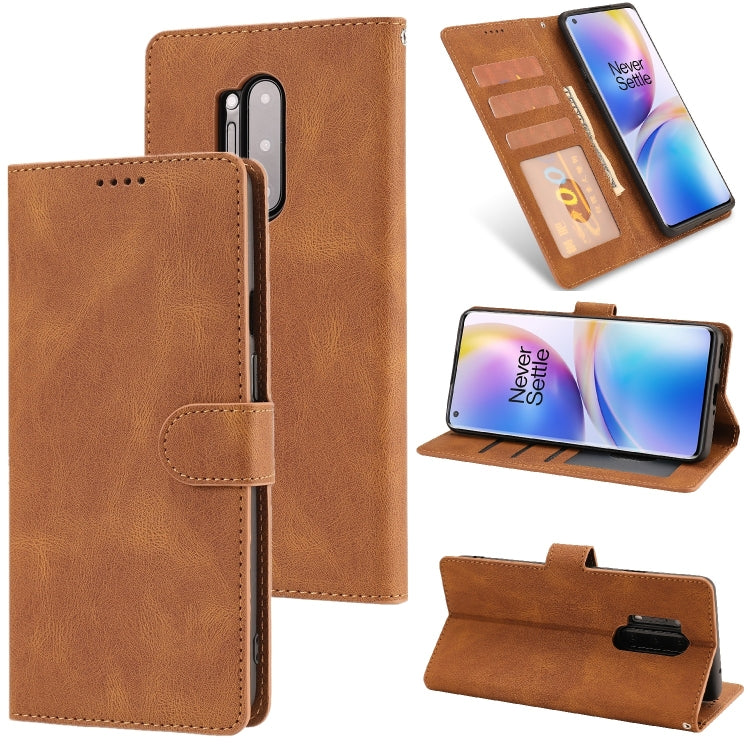 For OnePlus 8 Pro Fantasy Classic Skin-feel Calfskin Texture Magnetic Buckle Horizontal Flip PU Leather Case with Holder & Card Slot & Wallet