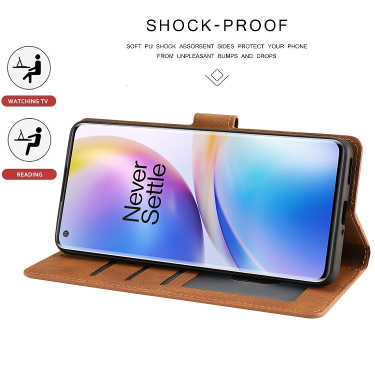 For OnePlus 8 Pro Fantasy Classic Skin-feel Calfskin Texture Magnetic Buckle Horizontal Flip PU Leather Case with Holder & Card Slot & Wallet