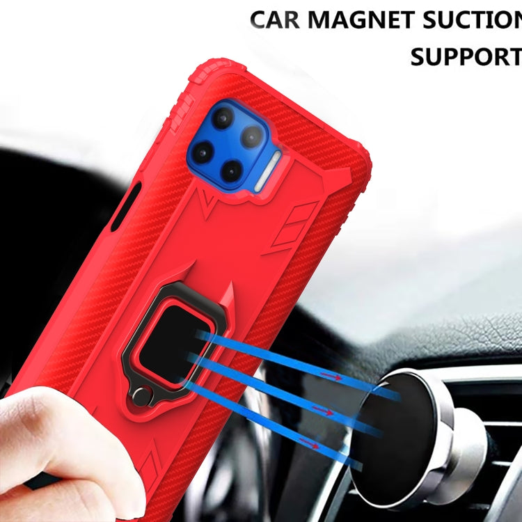 For Motorola Moto G 5G Plus Carbon Fiber Protective Case with 360 Degree Rotating Ring Holder