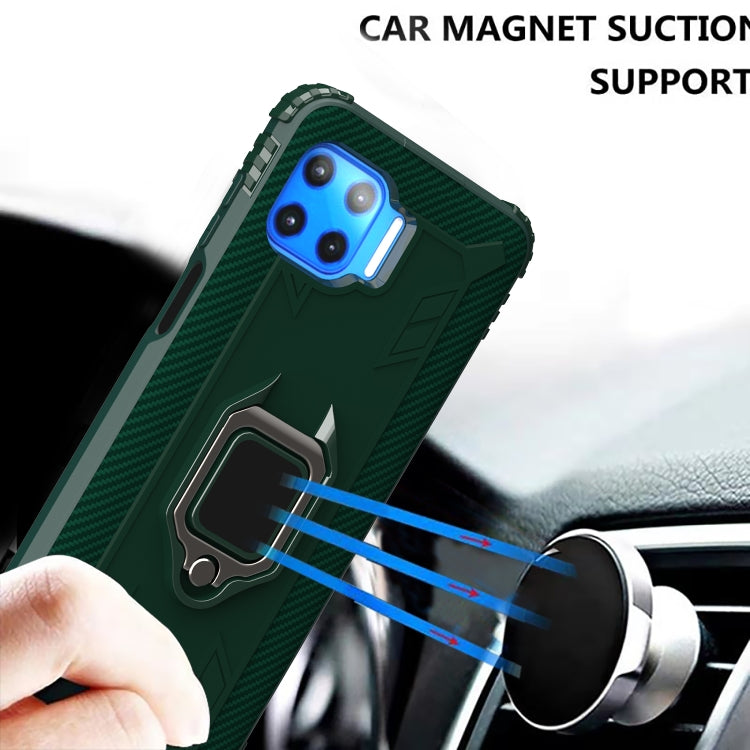 For Motorola Moto G 5G Plus Carbon Fiber Protective Case with 360 Degree Rotating Ring Holder