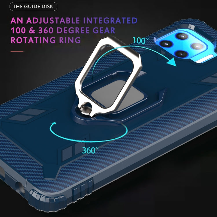 For Motorola Moto G 5G Plus Carbon Fiber Protective Case with 360 Degree Rotating Ring Holder