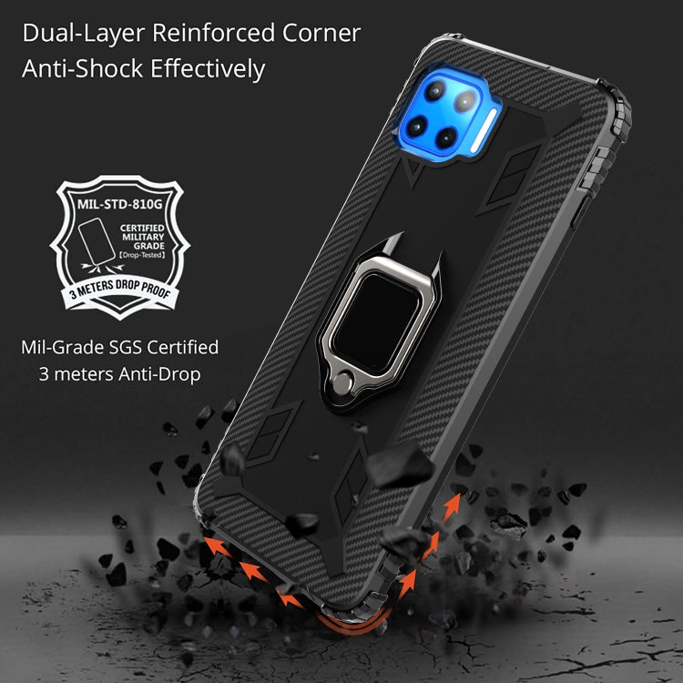 For Motorola Moto G 5G Plus Carbon Fiber Protective Case with 360 Degree Rotating Ring Holder