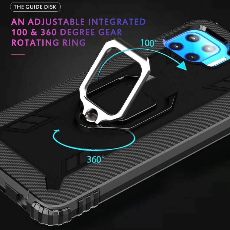 For Motorola Moto G 5G Plus Carbon Fiber Protective Case with 360 Degree Rotating Ring Holder
