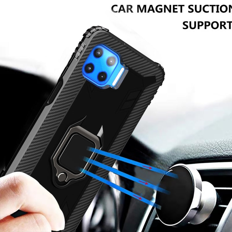 For Motorola Moto G 5G Plus Carbon Fiber Protective Case with 360 Degree Rotating Ring Holder