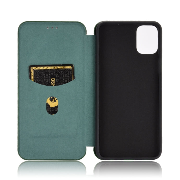 For LG K42 Carbon Fiber Texture Horizontal Flip TPU + PC + PU Leather Case with Card Slot