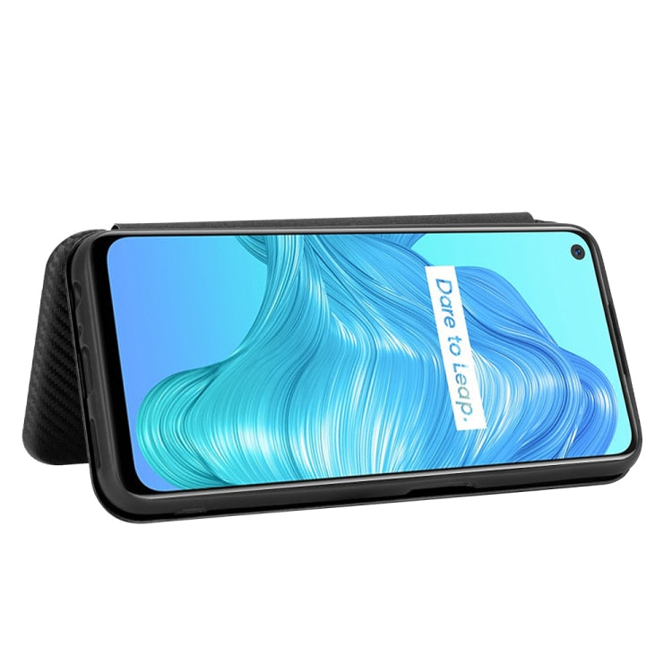 For OPPO Realme V5 / Realme Q2 Carbon Fiber Texture Horizontal Flip TPU + PC + PU Leather Case with Card Slot