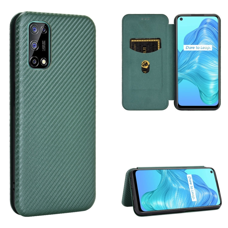 For OPPO Realme V5 / Realme Q2 Carbon Fiber Texture Horizontal Flip TPU + PC + PU Leather Case with Card Slot