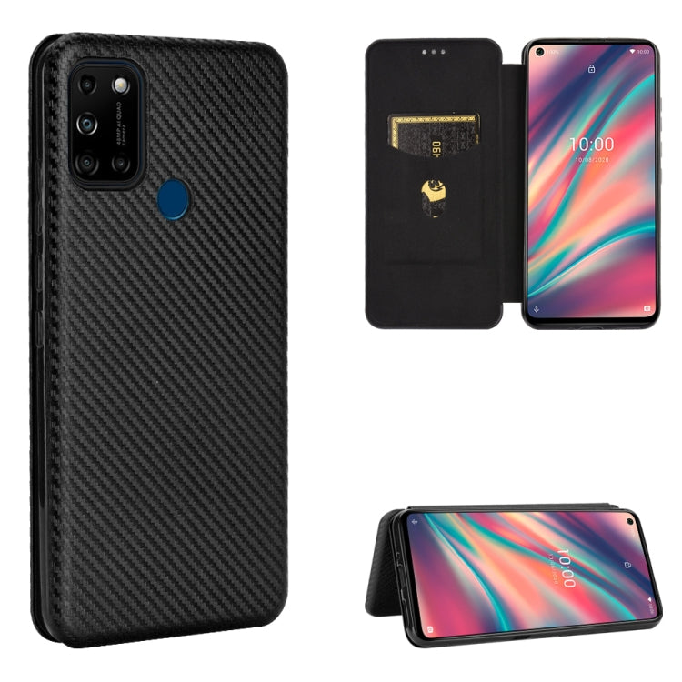 For Wiko View5 Plus Carbon Fiber Texture Horizontal Flip TPU + PC + PU Leather Case with Card Slot
