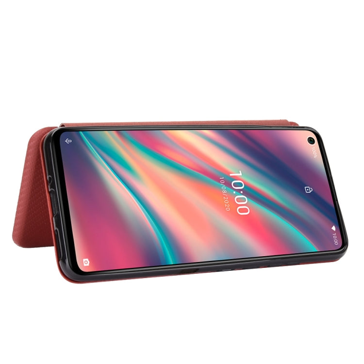 For Wiko View5 Plus Carbon Fiber Texture Horizontal Flip TPU + PC + PU Leather Case with Card Slot