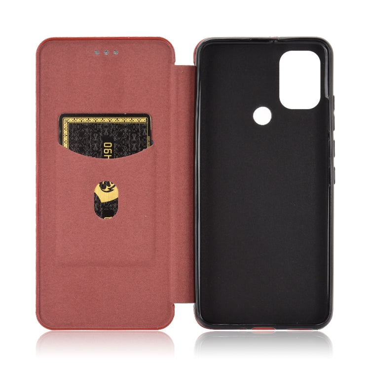 For Wiko View5 Plus Carbon Fiber Texture Horizontal Flip TPU + PC + PU Leather Case with Card Slot