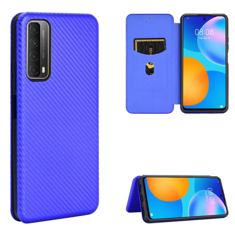 For Huawei P Smart 2021 / Y7A Carbon Fiber Texture Horizontal Flip TPU + PC + PU Leather Case with Card Slot