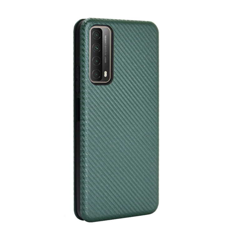 For Huawei P Smart 2021 / Y7A Carbon Fiber Texture Horizontal Flip TPU + PC + PU Leather Case with Card Slot