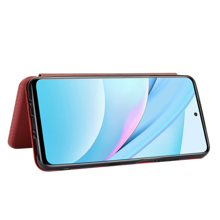 For Xiaomi Mi 10T Lite Carbon Fiber Texture Horizontal Flip TPU + PC + PU Leather Case with Card Slot