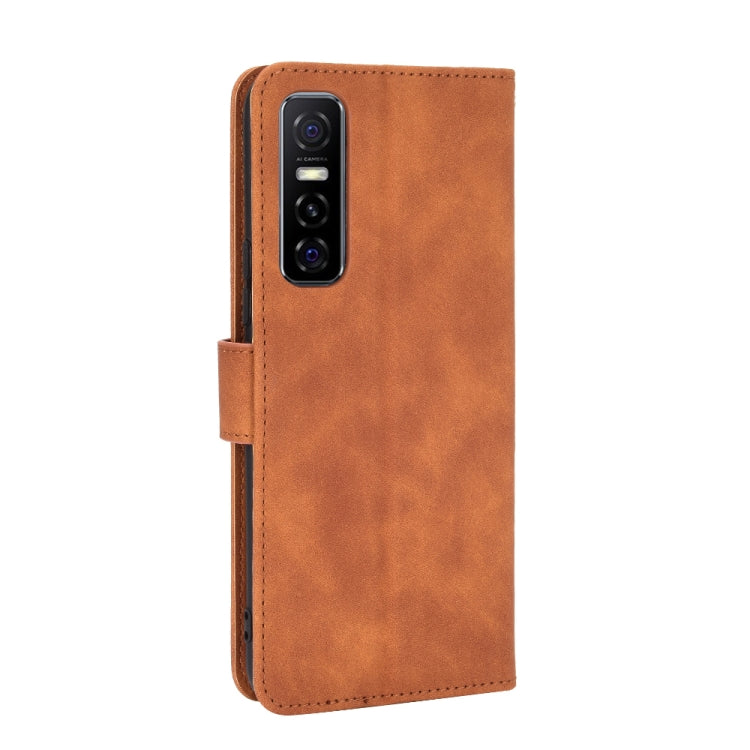 For vivo Y73s Solid Color Skin Feel Magnetic Buckle Horizontal Flip Calf Texture PU Leather Case with Holder & Card Slots & Wallet