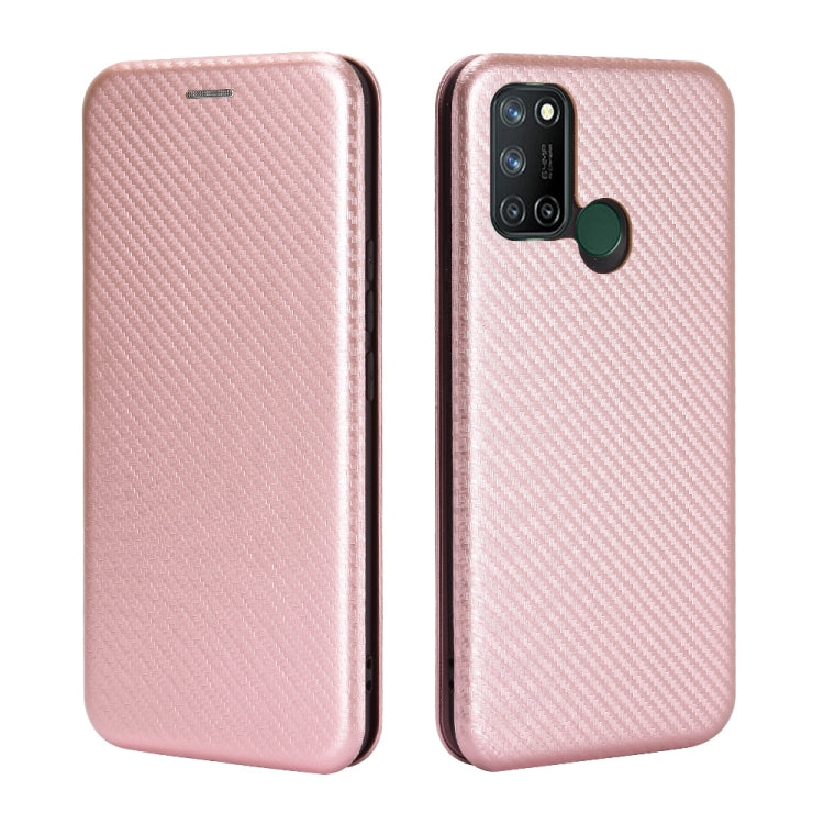 For OPPO Realme 7i Carbon Fiber Texture Horizontal Flip TPU + PC + PU Leather Case with Card Slot