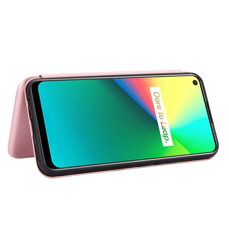 For OPPO Realme 7i Carbon Fiber Texture Horizontal Flip TPU + PC + PU Leather Case with Card Slot