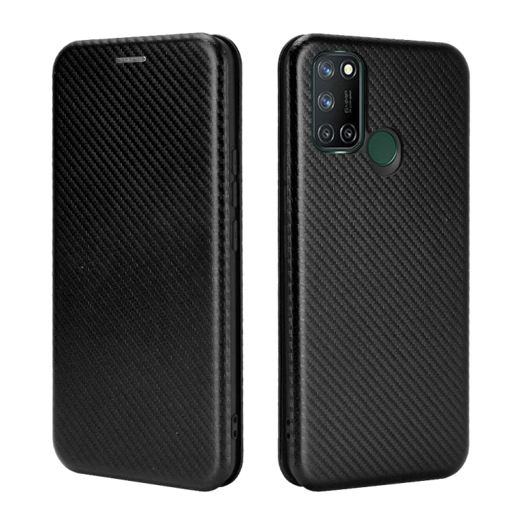 For OPPO Realme 7i Carbon Fiber Texture Horizontal Flip TPU + PC + PU Leather Case with Card Slot