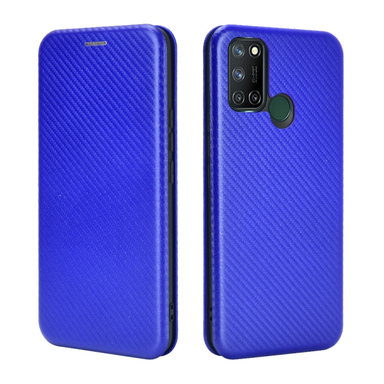 For OPPO Realme 7i Carbon Fiber Texture Horizontal Flip TPU + PC + PU Leather Case with Card Slot