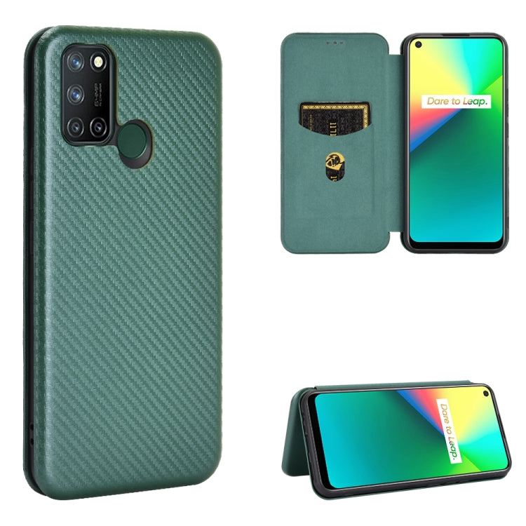 For OPPO Realme 7i Carbon Fiber Texture Horizontal Flip TPU + PC + PU Leather Case with Card Slot