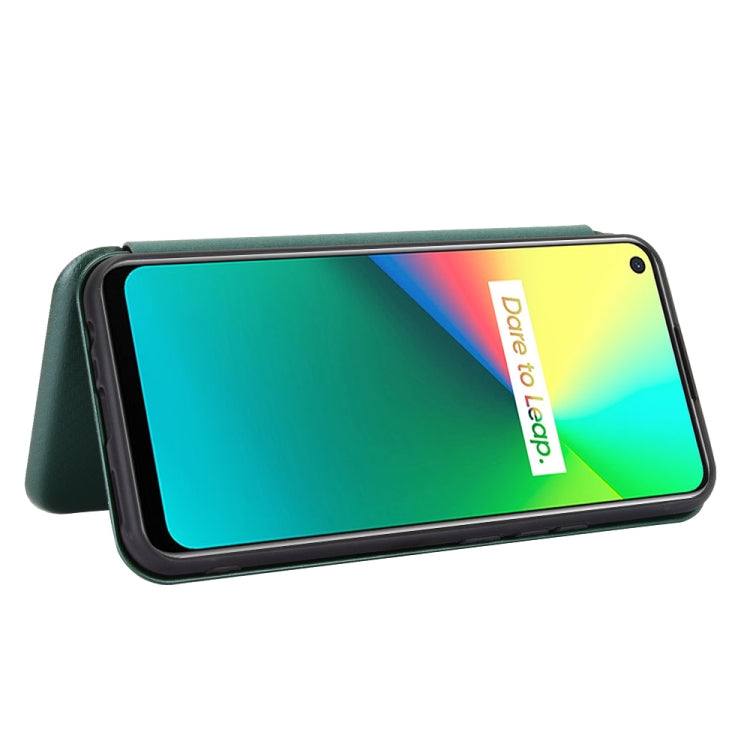 For OPPO Realme 7i Carbon Fiber Texture Horizontal Flip TPU + PC + PU Leather Case with Card Slot