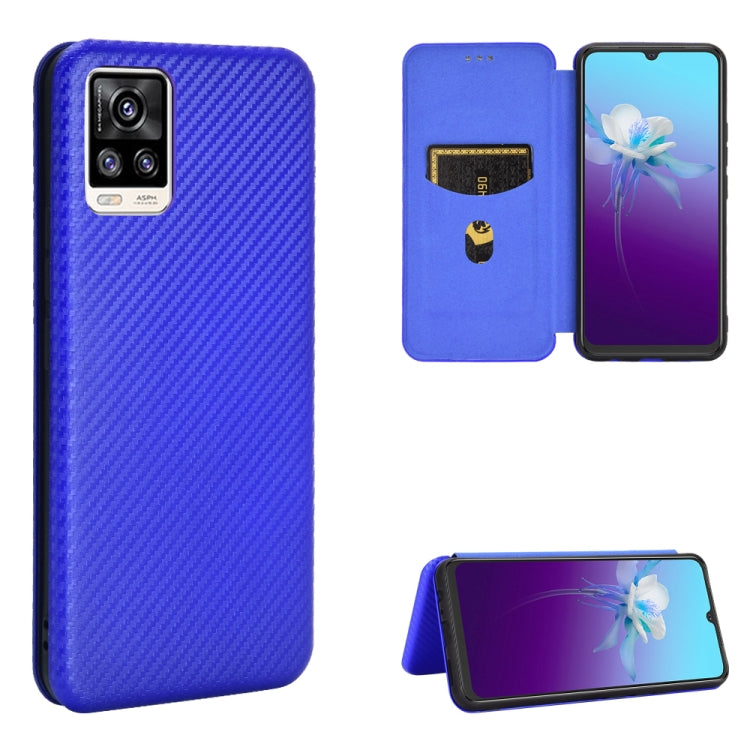 For vivo V20 4G (Indian Version) Carbon Fiber Texture Horizontal Flip TPU + PC + PU Leather Case with Card Slot