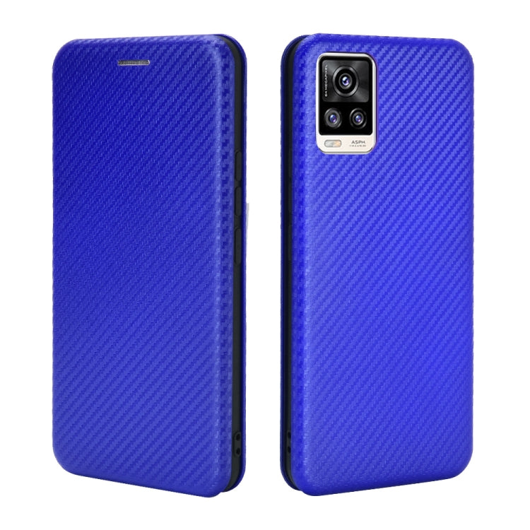 For vivo V20 4G (Indian Version) Carbon Fiber Texture Horizontal Flip TPU + PC + PU Leather Case with Card Slot
