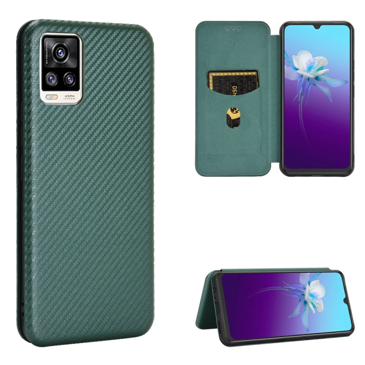 For vivo V20 4G (Indian Version) Carbon Fiber Texture Horizontal Flip TPU + PC + PU Leather Case with Card Slot