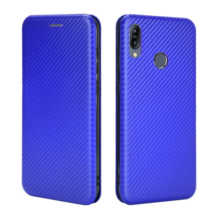 For Asus Zenfone Max (M2) ZB633KL Carbon Fiber Texture Horizontal Flip TPU + PC + PU Leather Case with Card Slot