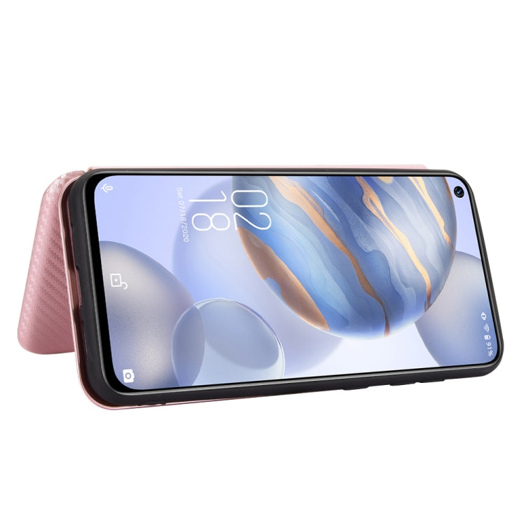 For Oukitel C21 Carbon Fiber Texture Horizontal Flip TPU + PC + PU Leather Case with Card Slot