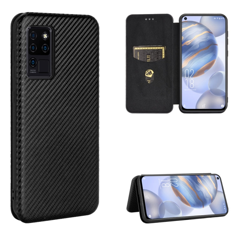 For Oukitel C21 Carbon Fiber Texture Horizontal Flip TPU + PC + PU Leather Case with Card Slot