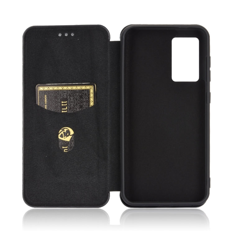 For Oukitel C21 Carbon Fiber Texture Horizontal Flip TPU + PC + PU Leather Case with Card Slot