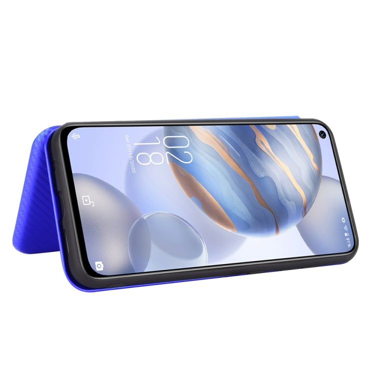 For Oukitel C21 Carbon Fiber Texture Horizontal Flip TPU + PC + PU Leather Case with Card Slot