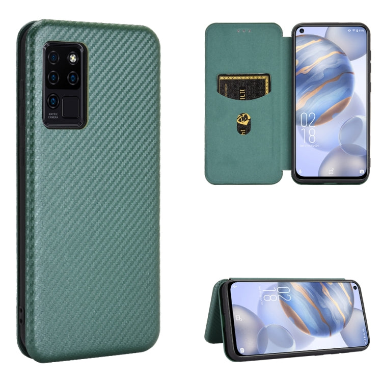 For Oukitel C21 Carbon Fiber Texture Horizontal Flip TPU + PC + PU Leather Case with Card Slot