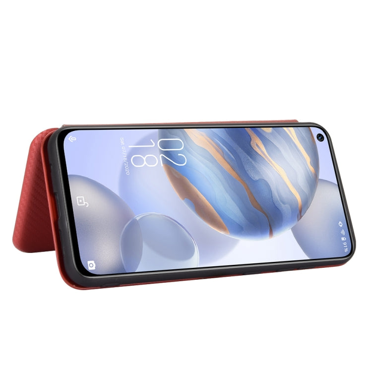 For Oukitel C21 Carbon Fiber Texture Horizontal Flip TPU + PC + PU Leather Case with Card Slot